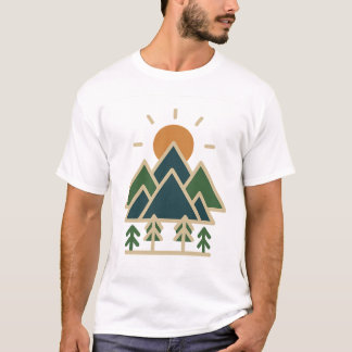 Modern Geometric Mountains Adventure T-Shirt | Min