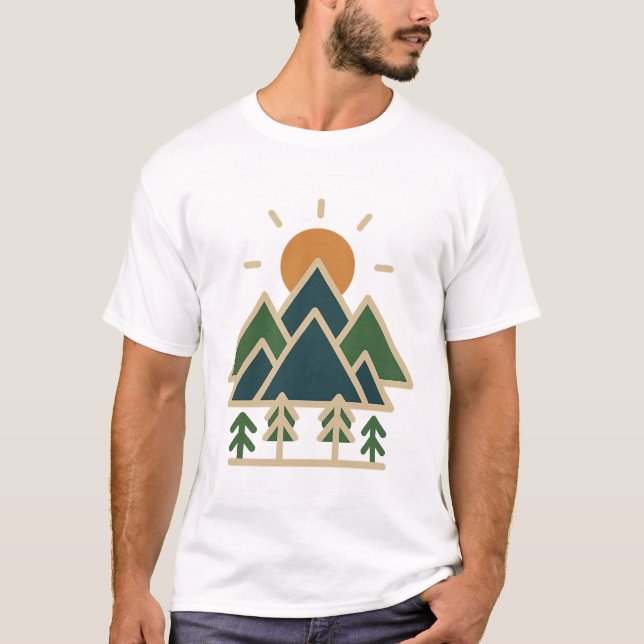 Modern Geometric Mountains Adventure T-Shirt | Min (Front)