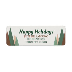 Modern Geometric Mountains Holiday Address Label