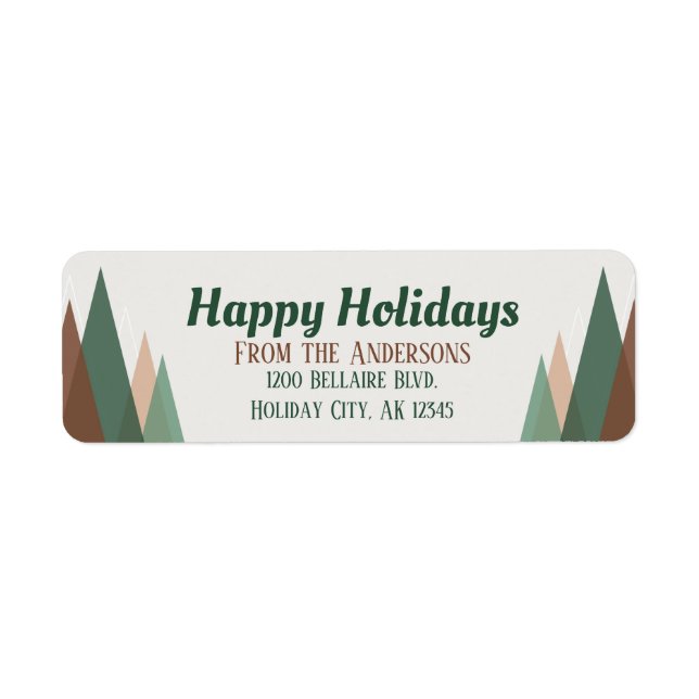 Modern Geometric Mountains Holiday Address Label (Front)