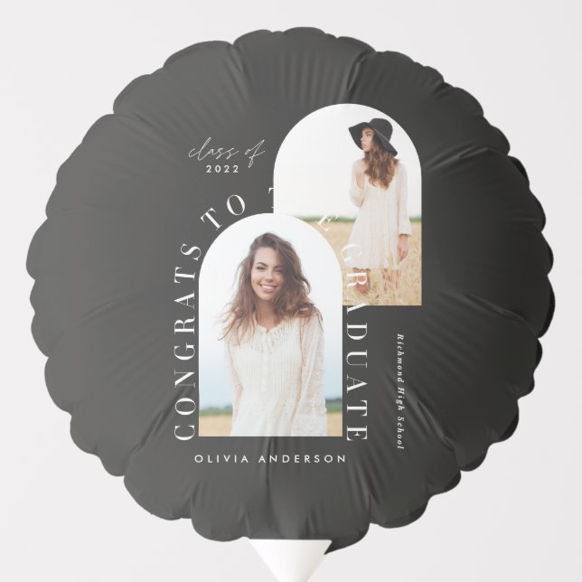 Modern geometric multi photo arch graduation ballo balloon (Front)