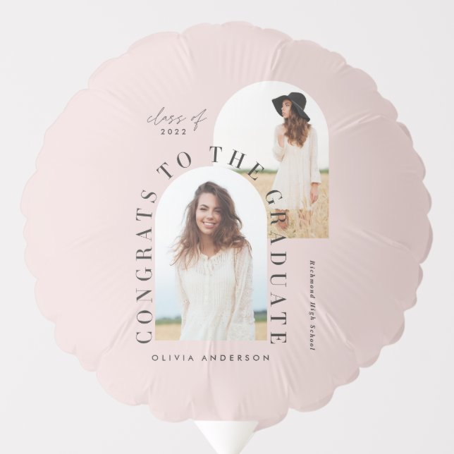 Modern geometric multi photo arch graduation ballo balloon (Front)