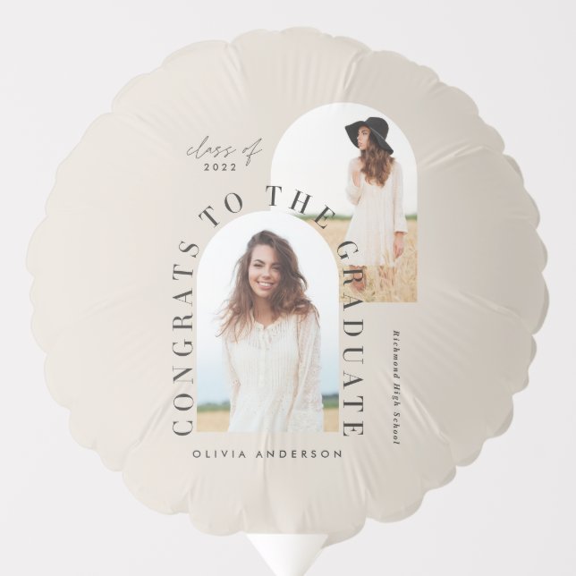 Modern geometric multi photo arch graduation balloon (Front)