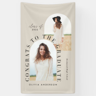 Modern geometric multi photo arch graduation banner