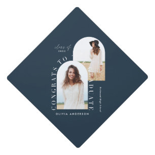 Modern geometric multi photo arch graduation gradu cap topper