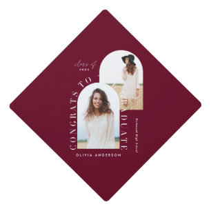 Modern geometric multi photo arch graduation gradu cap topper