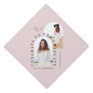 Modern geometric multi photo arch graduation gradu cap topper