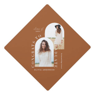 Modern geometric multi photo arch graduation gradu graduation cap topper