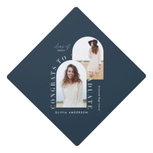 Modern geometric multi photo arch graduation gradu graduation cap topper
