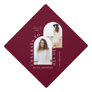 Modern geometric multi photo arch graduation gradu graduation cap topper
