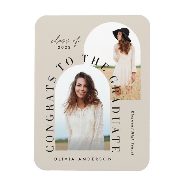 Modern geometric multi photo arch graduation magnet (Vertical)