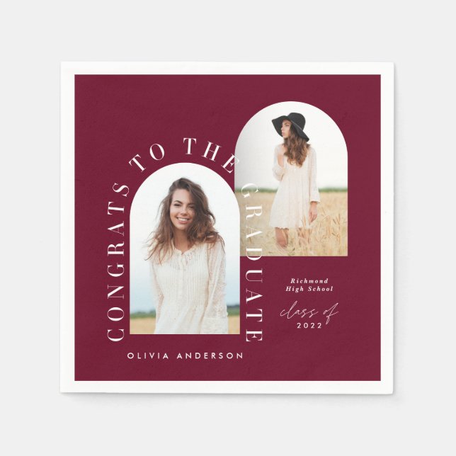 Modern geometric multi photo arch graduation napki napkins (Front)