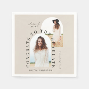 Modern geometric multi photo arch graduation napkins