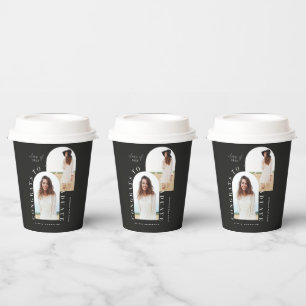 Modern geometric multi photo arch graduation paper paper cups