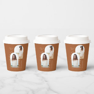 Modern geometric multi photo arch graduation paper paper cups