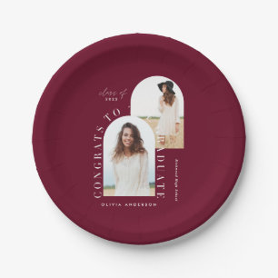 Modern geometric multi photo arch graduation paper paper plates