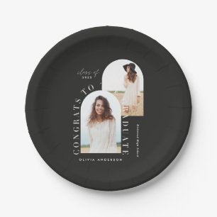 Modern geometric multi photo arch graduation paper paper plates