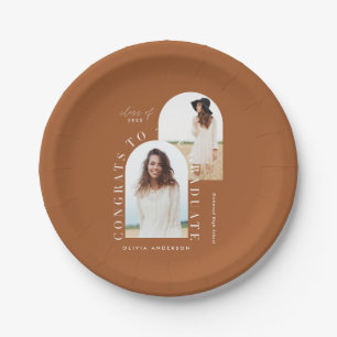 Modern geometric multi photo arch graduation paper paper plates