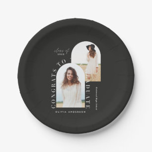 Modern geometric multi photo arch graduation paper plates