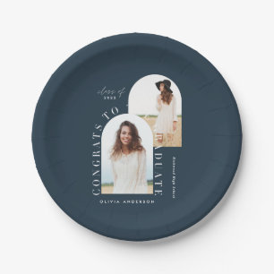 Modern geometric multi photo arch graduation paper plates