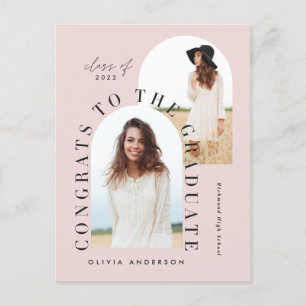 Modern geometric multi photo arch graduation postc postcard
