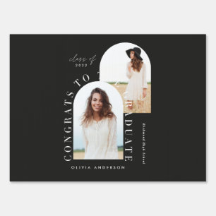 Modern geometric multi photo arch graduation sign