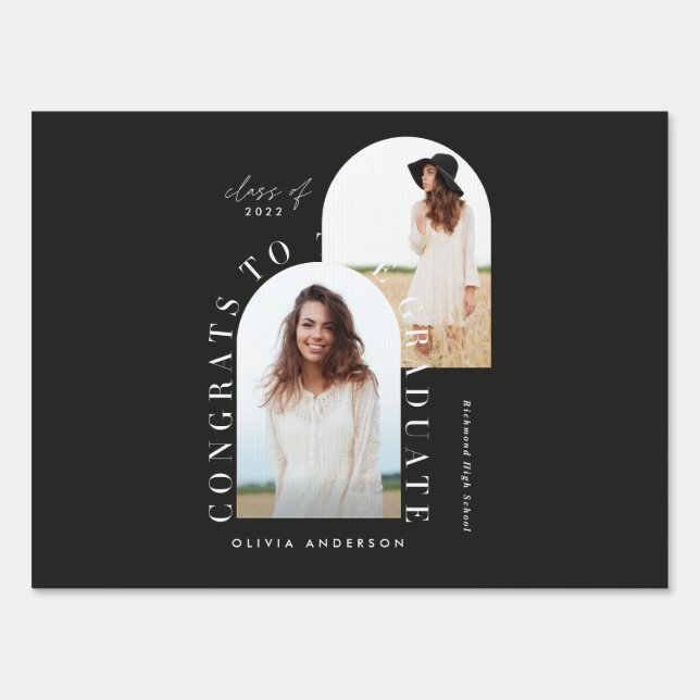 Modern geometric multi photo arch graduation sign (Front)