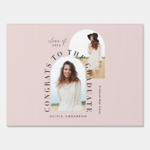 Modern geometric multi photo arch graduation sign