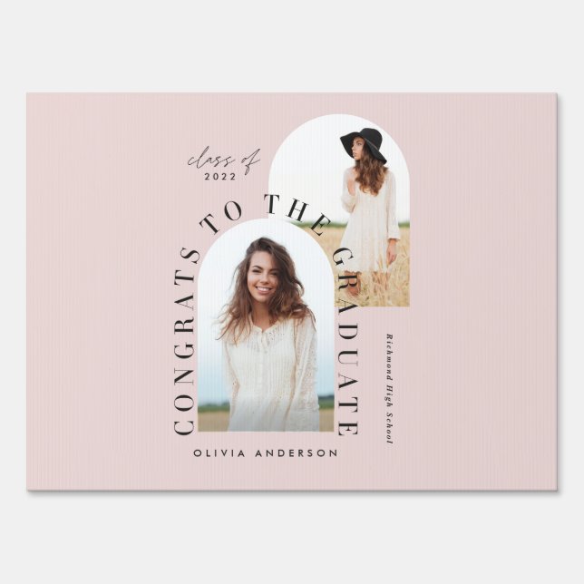 Modern geometric multi photo arch graduation sign (Front)