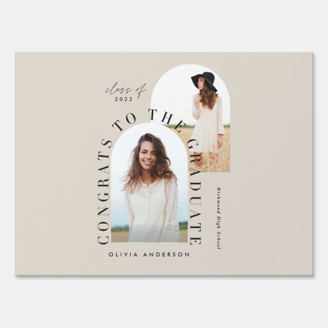 Modern geometric multi photo arch graduation sign (Front)