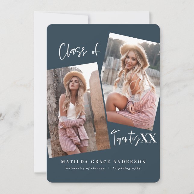 Modern geometric multi photo graduation party (Front)