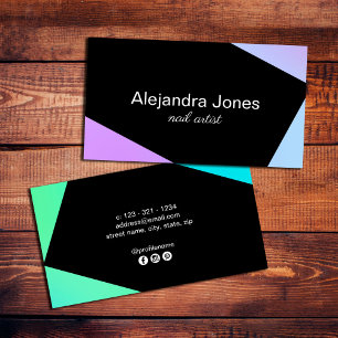 Modern geometric nail artist business card
