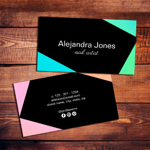 Modern geometric nail artist business card