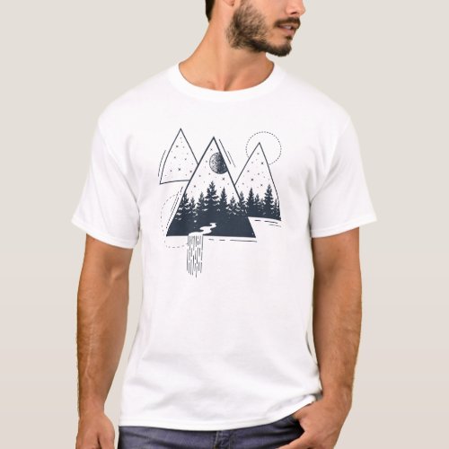 Modern Geometric Nature Forest Bohemian Triangles T_Shirt