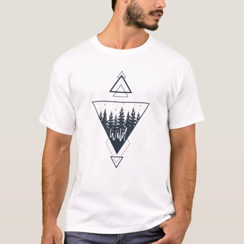 Modern Geometric Nature Forest Boho Triangles T_Shirt