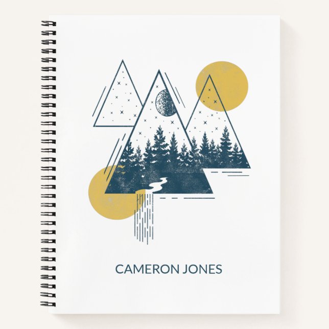 Modern Geometric Nature Landscape Personalized Notebook (Front)