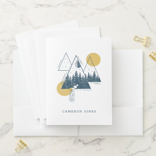 Modern Geometric Nature Landscape Personalized Pocket Folder (In Situ)