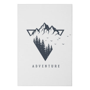 Modern Geometric Nature Mountains Adventure Faux Canvas Print