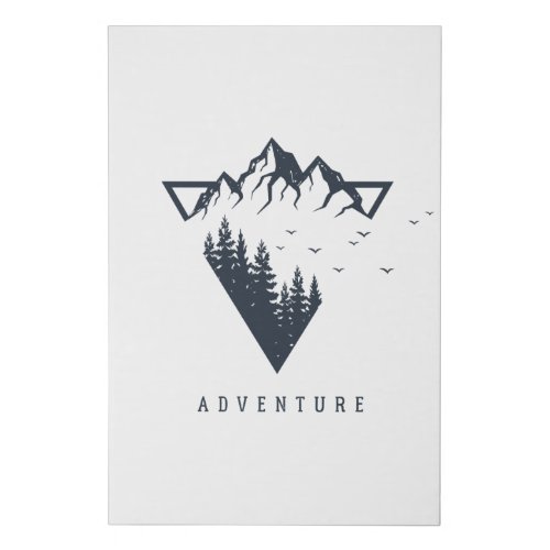 Modern Geometric Nature Mountains Adventure Faux Canvas Print