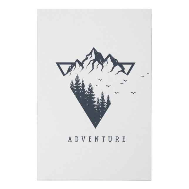 Modern Geometric Nature Mountains Adventure Faux Canvas Print (Front)