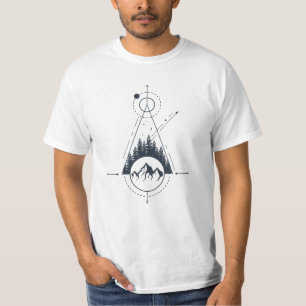 Modern Geometric Nature Mountains Adventure Shapes T-Shirt