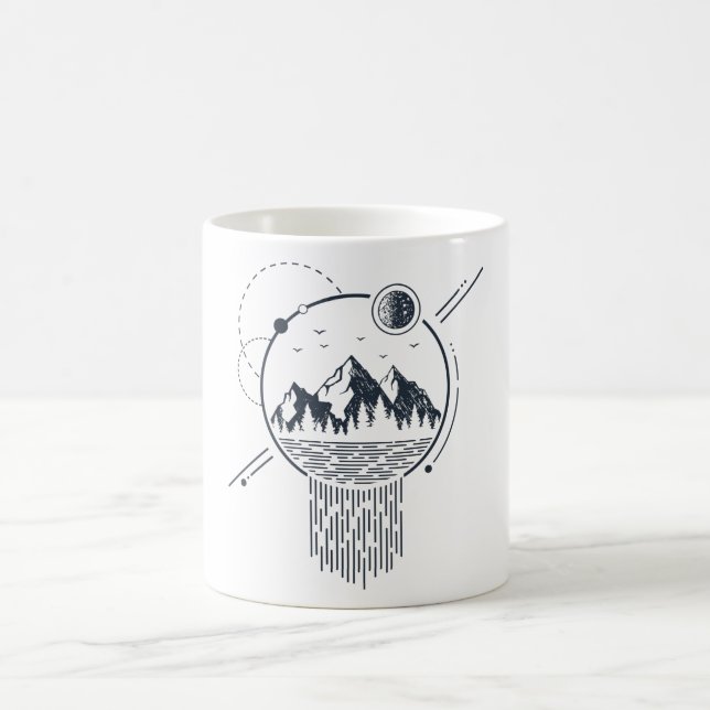 Modern Geometric Nature Mountains Waterfall Boho Coffee Mug (Center)