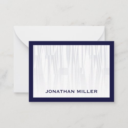 Modern Geometric Navy Blue and White Flat Note Card