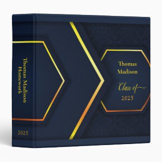 Modern Geometric Navy Blue Gold Monogrammed