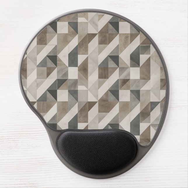 Modern Geometric, Neutral Beige & Gray Abstract Gel Mouse Pad (Front)