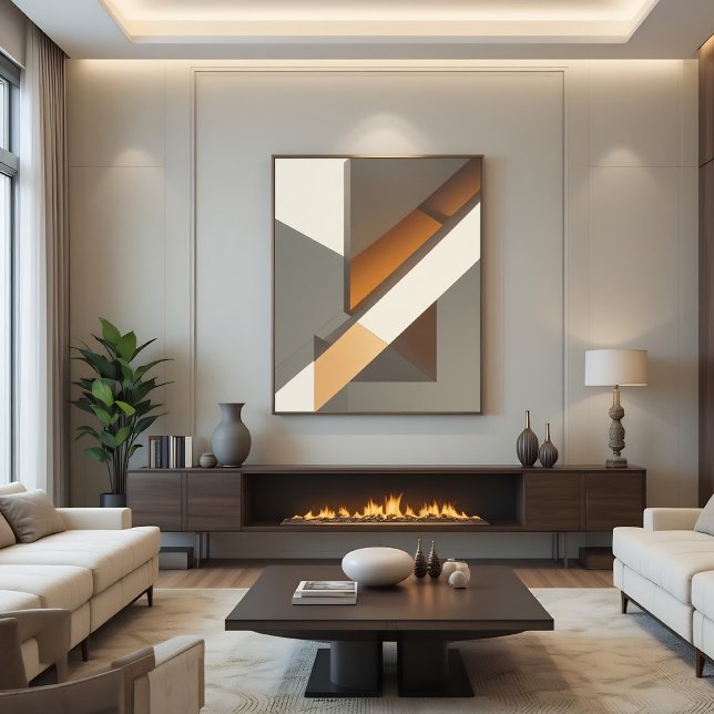 Modern Geometric Neutral Earth Tones Canvas Print (Creator Uploaded)