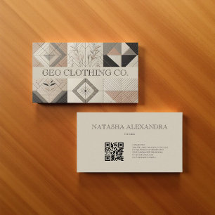 Modern Geometric Neutral Earthy Leaf Business Card