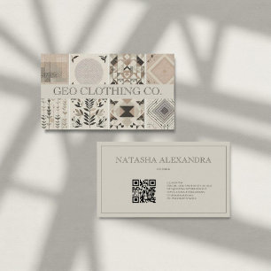 Modern Geometric Neutral Earthy Leaf Business Card