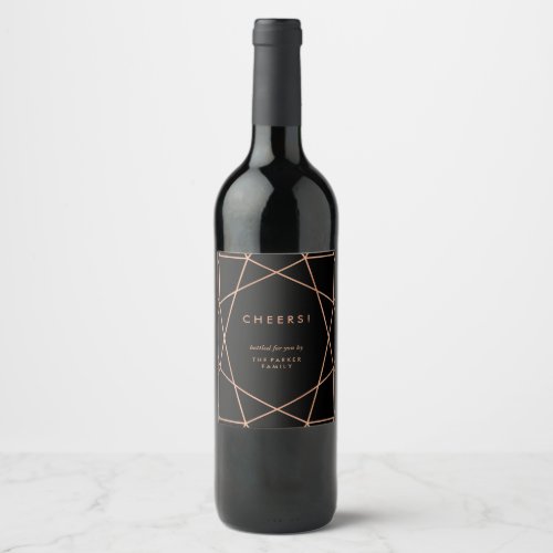 Modern Geometric on Black Wine Label