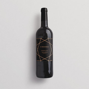 Modern Geometric On Black Wine Label by christine592 at Zazzle